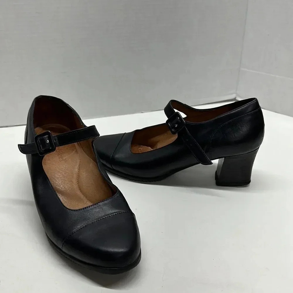 Beautifeel Mary Jane Heels High Heeled Shoes Buckle Leather Navy Blue Size 39 9
